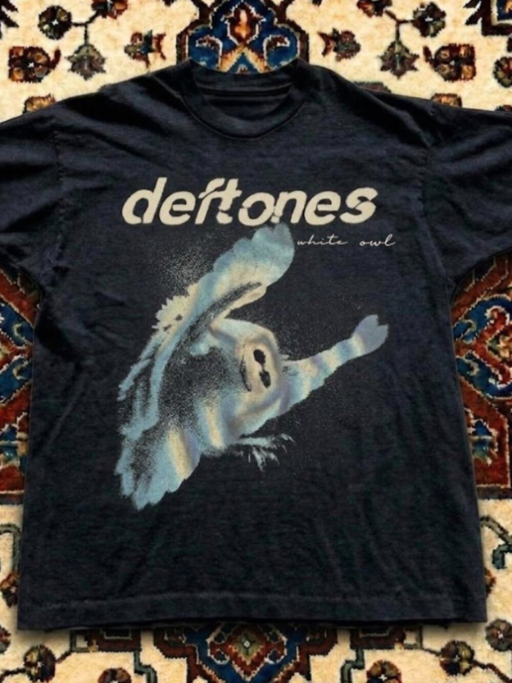 Deftones white owl black t-shirt